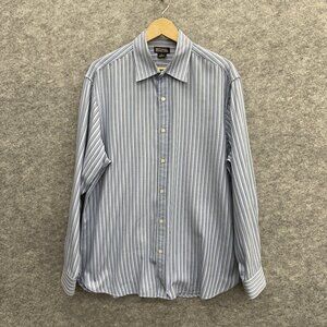 Michael Kors Men's Button-Up Designer Preppy Shirt, 100% Cotton, Blue, Size XL